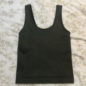 A New Day Green Ribbed Sleeveless Tank Top